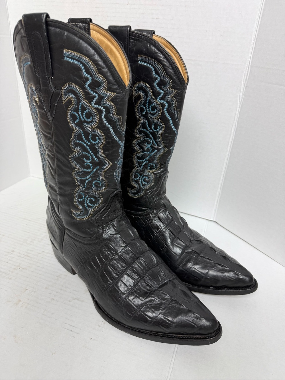 Boca Negro Jr. SZ 30 USA 11 Genuine Leather Alligator Print Cowboy Boots Mexico - Picture 2 of 13